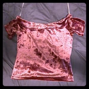 Velvet dark rose gold crop top